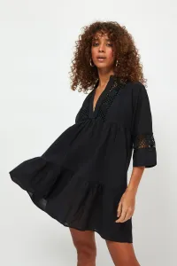 Trendyol Beige Mini Woven Lace Detailed 100% Cotton Beach Dress #703478