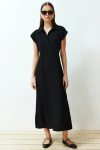 Trendyol Black A-Line Shirt Collar Aerobin Woven Maxi Dress #9250227