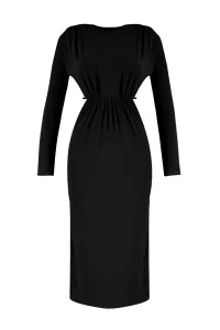 Trendyol Čierne pletené podšité okno/vystrihnutý detail Elegantné večerné šaty