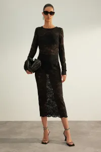 Trendyol Black Knitted Unlined Lace Evening Dress