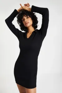 Trendyol Black Ribbed Bodycon Knitted Dress #4839535