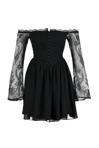 Trendyol Black Waist Opening/Skater Woven Lined Graffed Chiffon Stylish Evening Dress