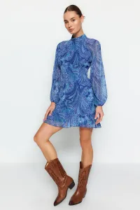 Trendyol modrá sukňa volánová podšívka šifónovo tkané šaty #8140990