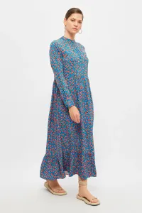 Trendyol Blue Floral Pattern Wide Fit Woven Dress
