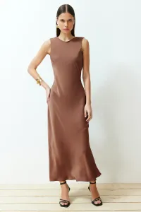 Trendyol Brown Back Detailed Maxi Satin Woven Dress