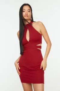 Trendyol Claret Red Waist Detailed Evening Dress Evening Dress