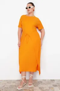 Trendyol Curve Orange Tie Detailed Midi Knitted Dress