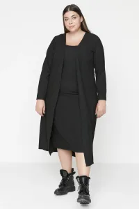 Trendyol Curve Black Soft Knitted Cardigan-Dress 2-Pack Suit
