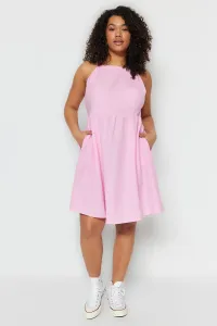 Trendyol Curve Pink Weave Halterneck Dress #5423717