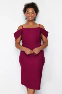 Trendyol Curve Purple Plain Bodycone Midi Woven Plus Size Dress