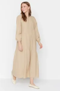 Trendyol norkové košele detail bavlna, široko priliehavé tkané šaty