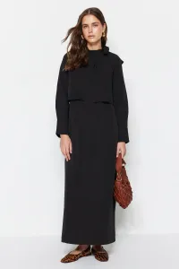 Trendyol Čierne šnurovacie detailné tkané šaty #6365692