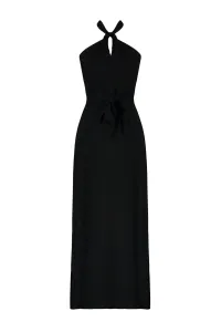 Trendyol Black Midi Halter Neck Belted Woven Dress #7259177