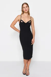 Trendyol Black Fitted Evening Dress with Window/Cut Out Details with Woven Lining