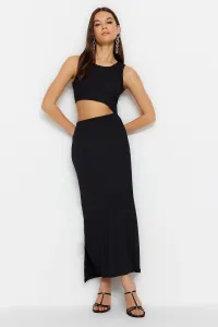 Trendyol Black Cut Out Detailed Crewneck Maxi Knitted Dress