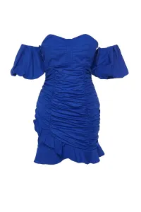 Trendyol Blue limitovaná edícia zahalených mini poplínskych tkaných šiat tkané šaty