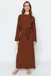 Trendyol Brown Belted Woven Dress