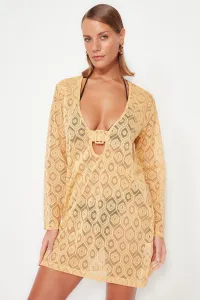 Trendyol Camel Mini plážové šaty s tkanými doplnkami
