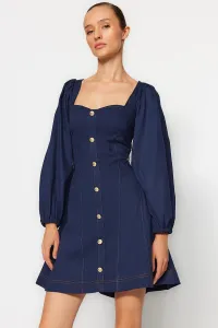 Trendyol Navy Modrý pás mini otvárací steh detail tkané košeľa tkané šaty