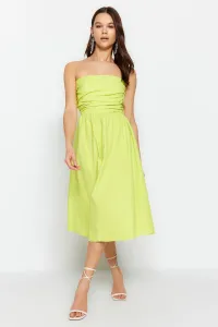 Trendyol zelené rebro detailné poplínske tkané šaty