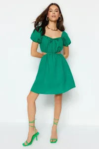 Trendyol zelený pás otvárací mini tkaný výrez von / detail okna tkané šaty #5896186