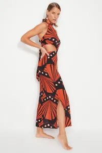 Trendyol geometrické vzorované maxi tkané plážové šaty s doplnkami #6141670