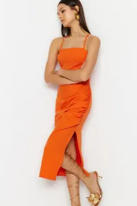 Trendyol oranžové rúško detailné midi elegantné večerné šaty #6307754