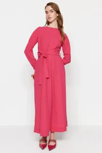 Trendyol ružové pásové prešívanie detail tkané šaty #6131393