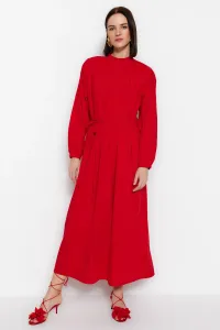 Trendyol červené pásové košeľové detaily širokého strihu tkané šaty