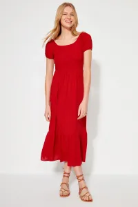 Trendyol Red Carmen golier A-line maxi pletené šaty