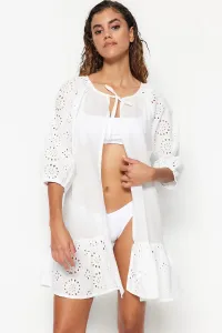 Trendyol biela mini väzba vyšívané plážové šaty #6084005