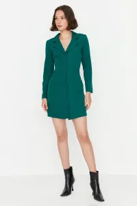 Trendyol Emerald Green Gombík detailne tkané šaty