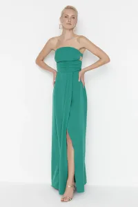 Trendyol Smaragdovo zelená košeľa detailné večerné šaty #772106