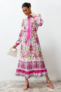 Trendyol Fuchsia Floral Border Patterned Woven Dress #9251647