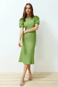 Trendyol Zelené Šaty s balónovými rukávmi a midi dĺžkou