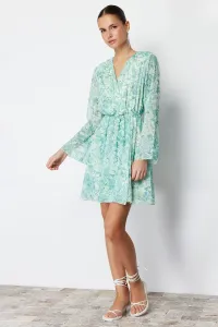 Trendyol Green Floral Waist Opening Chiffon Lined Mini Woven Dress #9190592