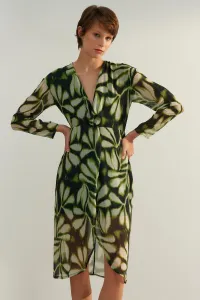 Trendyol zelený rozpark, vzorované tkané šaty