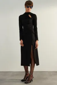 Trendyol Limited Edition Black Crepe Dress With Window/Cut Out Detail