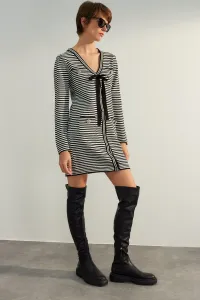 Trendyol Limited Edition Black Super Mini Sweater Dress With Tie Detail