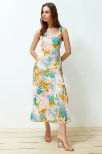Trendyol Multi Color Floral Print A-line 100% Viscous Woven Midi Dress