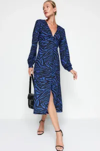 Trendyol Navy Blue Zebra vzorovaná tkaná košeľa tkané šaty