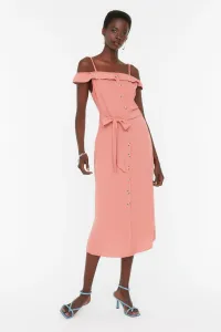 Trendyol ružová pásková košeľa tkané šaty #4543358