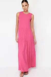 Trendyol Pink Straight Cut Midi Sleeveless Woven Dress