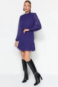 Trendyol mini šifónovo tkané šaty s fialovou volánovou sukňou #7966134