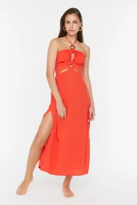 Trendyol červený doplnok vystrihol detailné plážové šaty