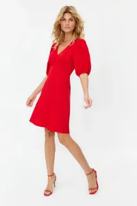Trendyol Red Skirt Flounced Balloon Sleeve Mini Woven Dress #9102743