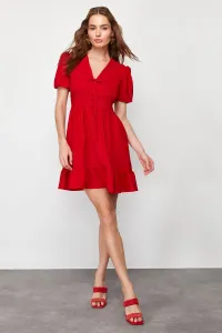 Trendyol Red V-neck Bow Detail Woven Mini Dress with Opened Waist