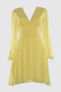 Trendyol žlté šifónové šaty Drapeli
