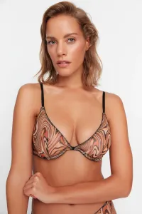 Trendyol Beige Tulle Capless Bra With Abstract Pattern