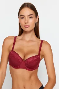 Trendyol Claret Red Polyamide Lace Detailed Covered Bra